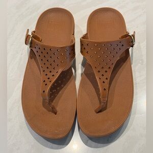 Fitflop Tan Leather Thong Sandals